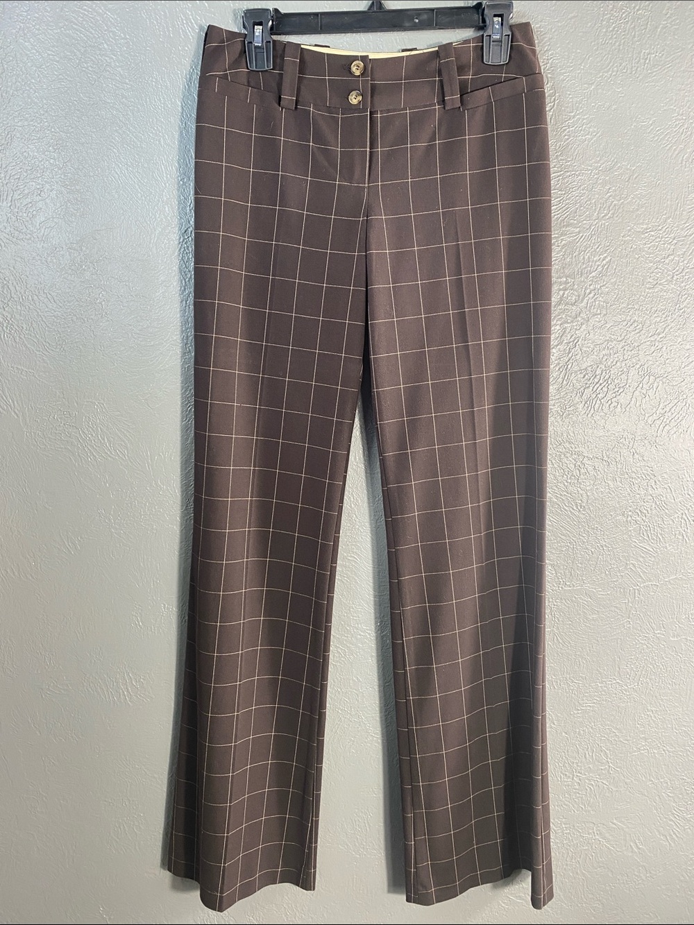 A Byer Pants Womens 5 Brown Windowpane Plaid Bootcut Cambridge Trousers